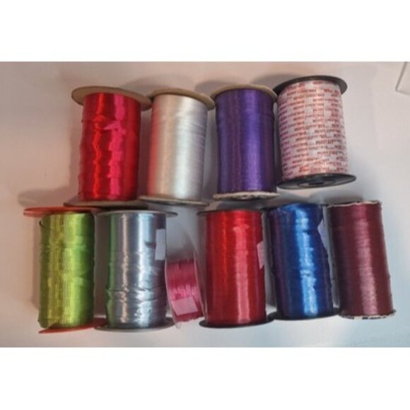 vtg curling ribbon gift berwick satin tone lot of 9 spools misc colors - Picture 1 of 7